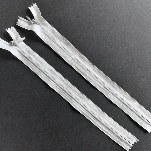 2 fermetures à glissière 20 cm invisible blanches