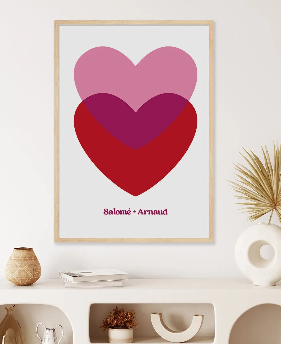 Affiche Coeurs superposés personnalisés