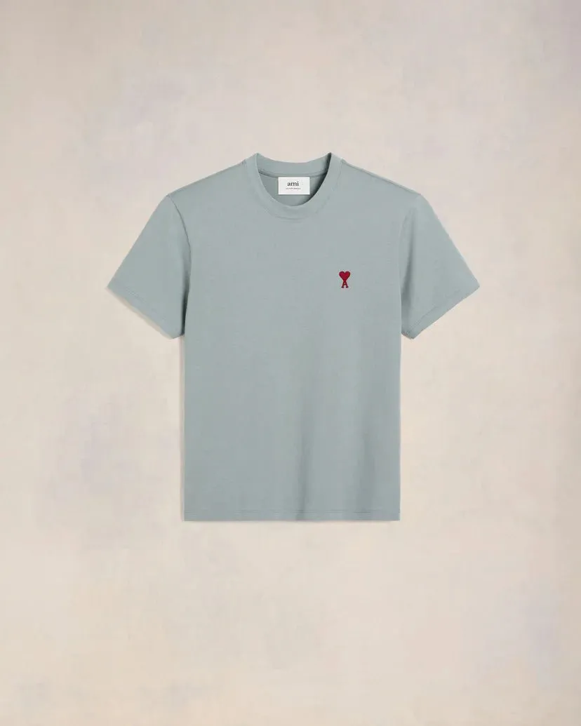 Ami Paris - T-shirt Ami de Coeur Rouge - Bleu Argile