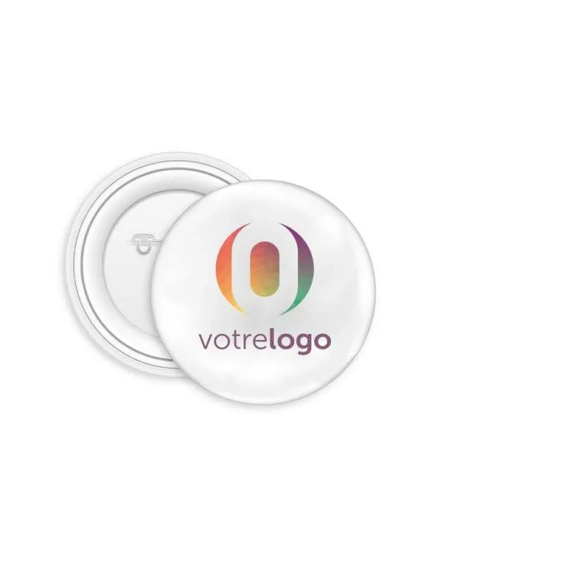 Badge personnalisable en métal rond 35mm "Rouky" | Oppermann.fr