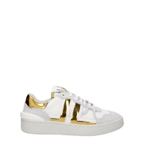 Baskets lanvin argile dames tissu blanc / or