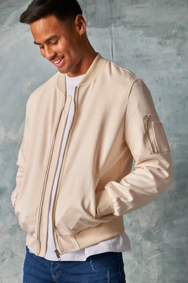 Bomber en suédine beige clair