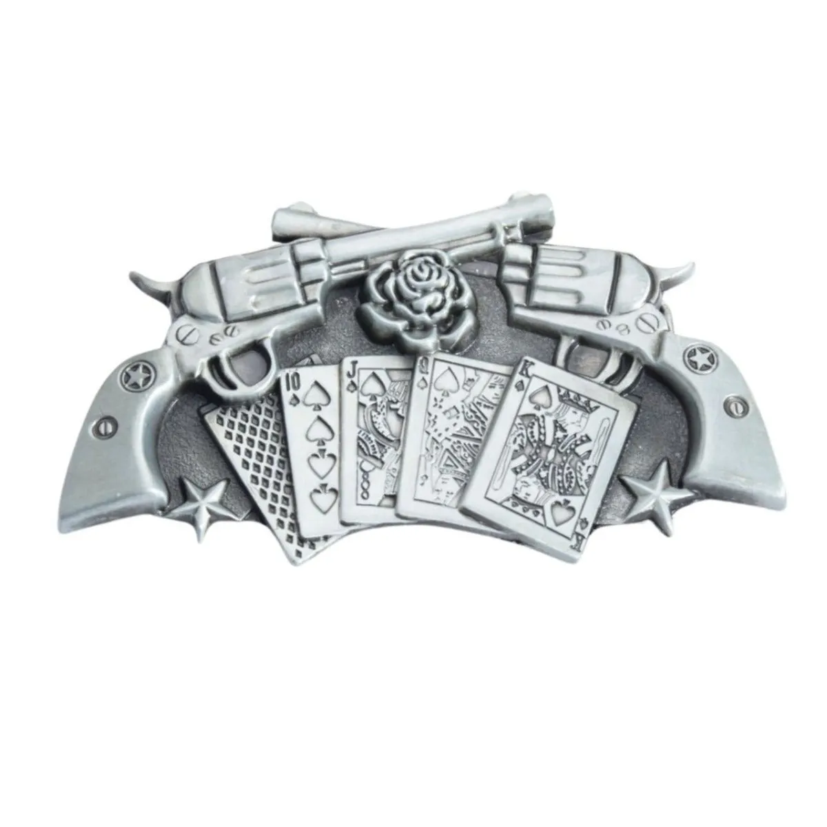Boucle de ceinture Western, double pistolets et cartes, modèle Amos