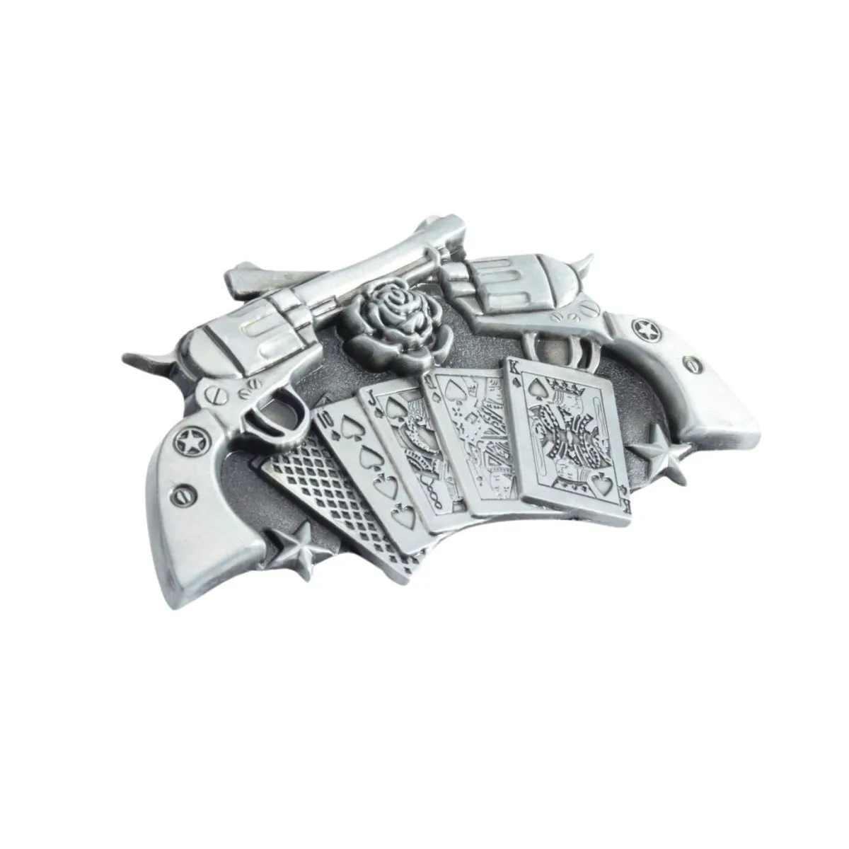 Boucle de ceinture Western, double pistolets et cartes, modèle Amos