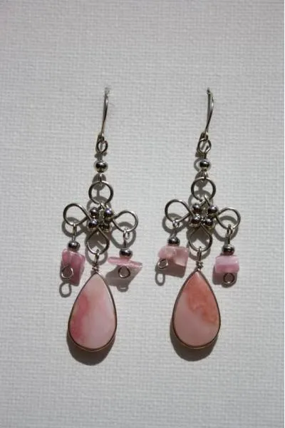 Boucles d'oreilles en quartz rose.
