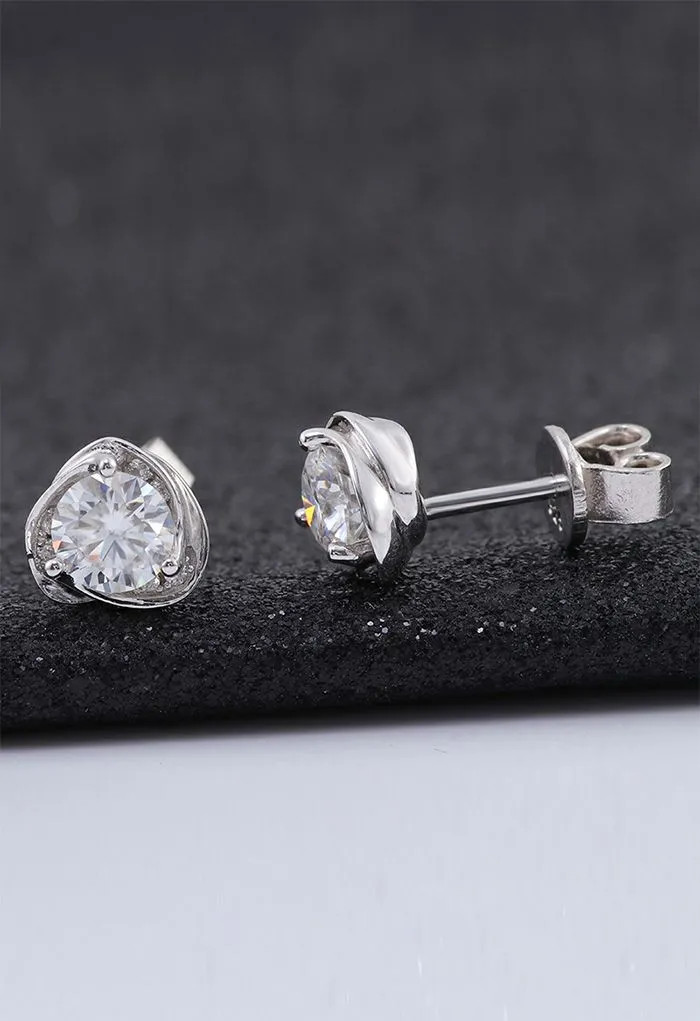 Boucles d'oreilles diamant Moissanite florale