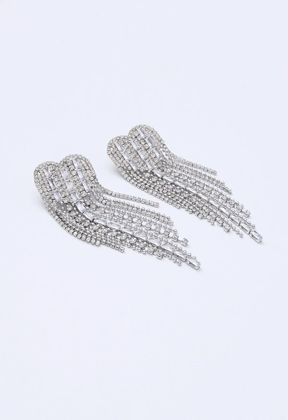 Boucles d'Oreilles Pendantes Diamant Pampille Coeur