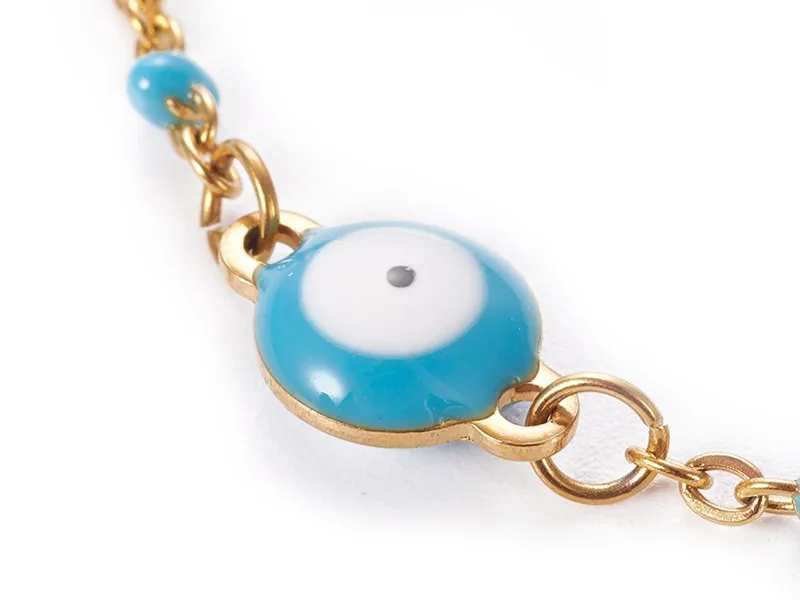 Bracelet avec œil bleu porte bonheur -  émaillé - acier 304