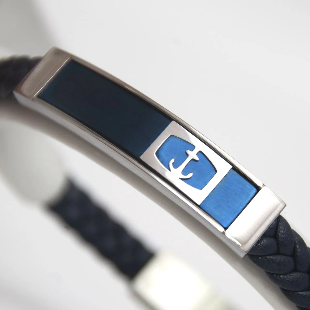 Bracelet Tressé Cuir En Acier Inoxydable