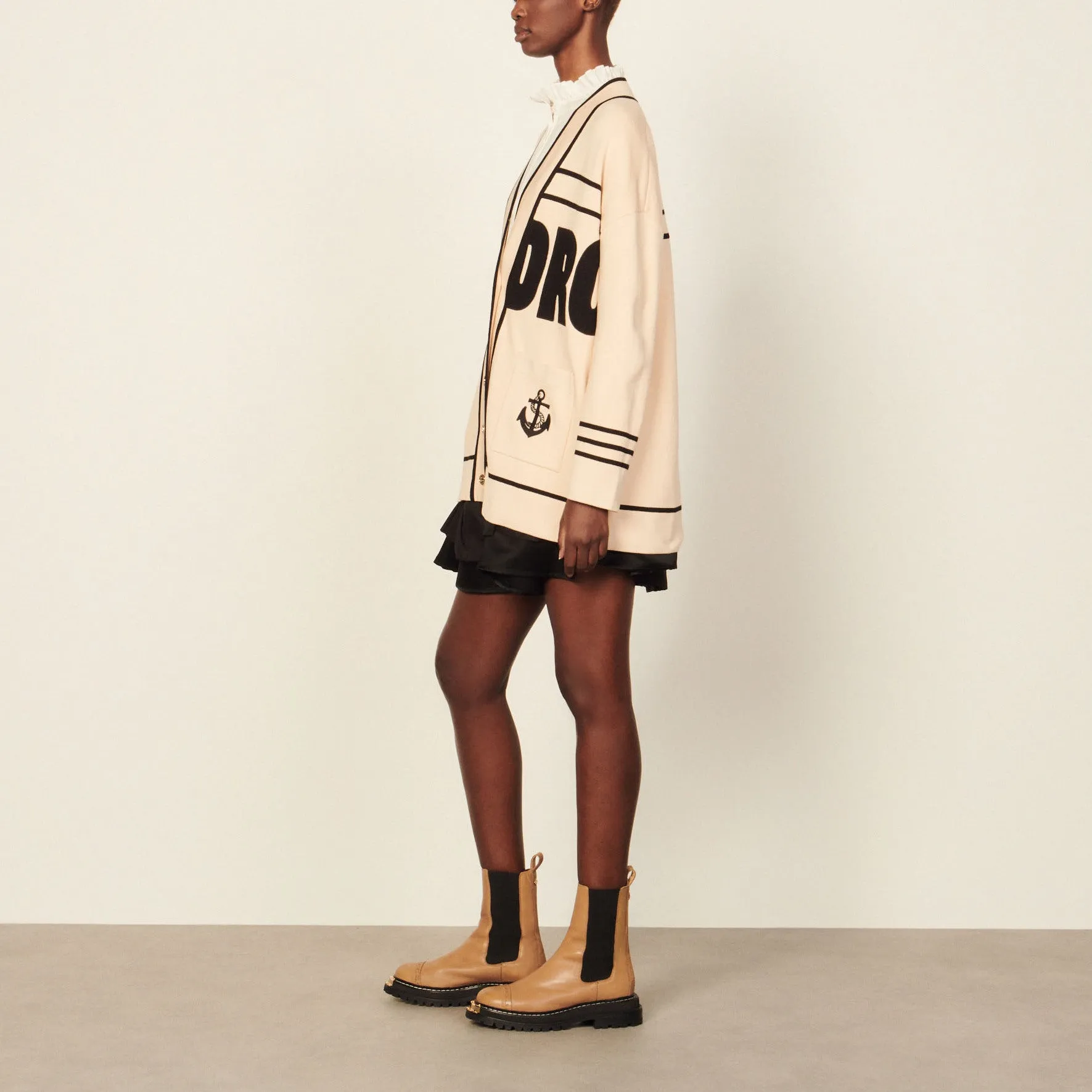 Cardi-coat oversize bicolore