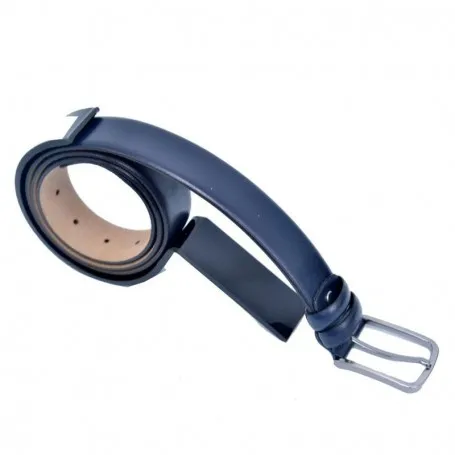 Ceinture en cuir bleu marine avec boucle argentée - CNT102