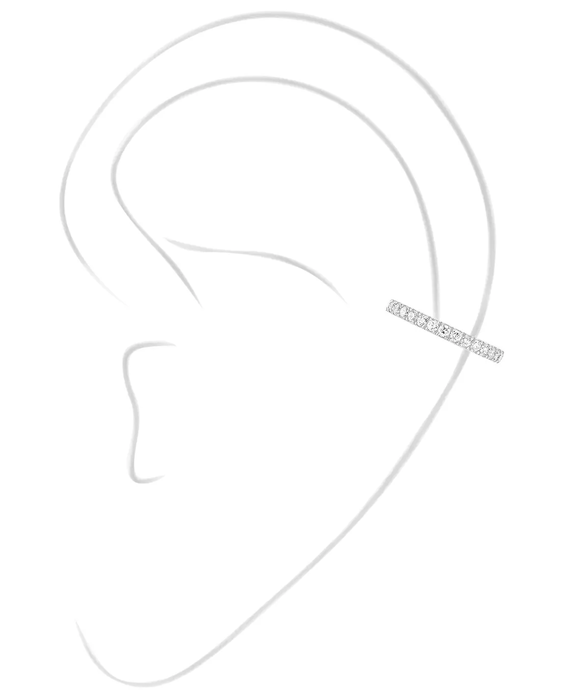 Clip d'oreilles en or blanc et diamants milieu Gatsby