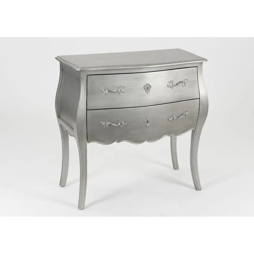 Commode argentée 2 tiroirs murano