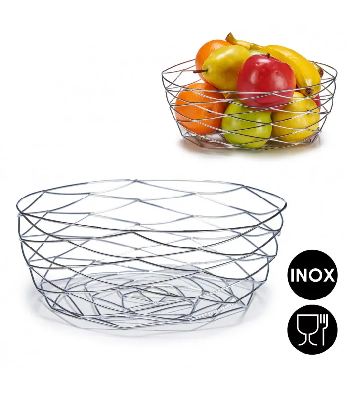 Corbeille à Fruits Argentée en Inox
