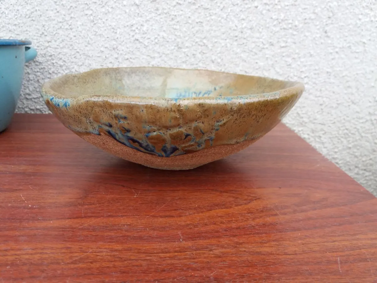 Coupe saladier vide-poche en grès chamotté émaillé
