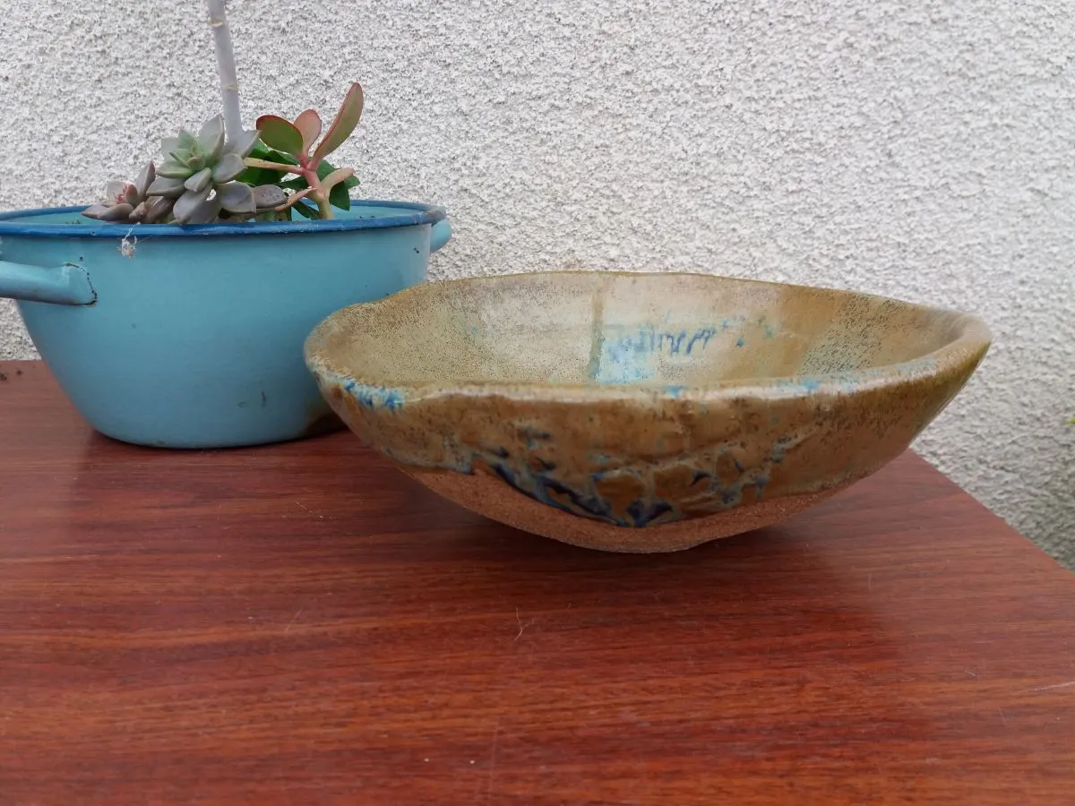 Coupe saladier vide-poche en grès chamotté émaillé