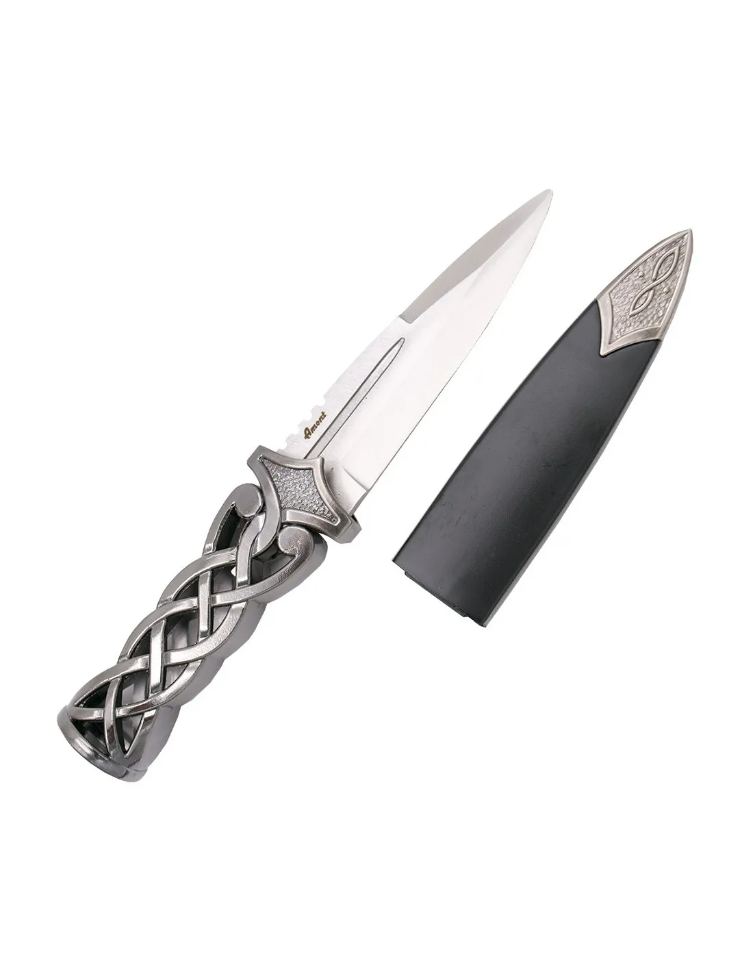 Dague celtique manche nickel tressé pierre verte ⚔️ Boutique Épées