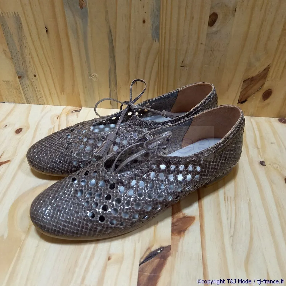 Derby femme en cuir tressé main Yves Desfarge