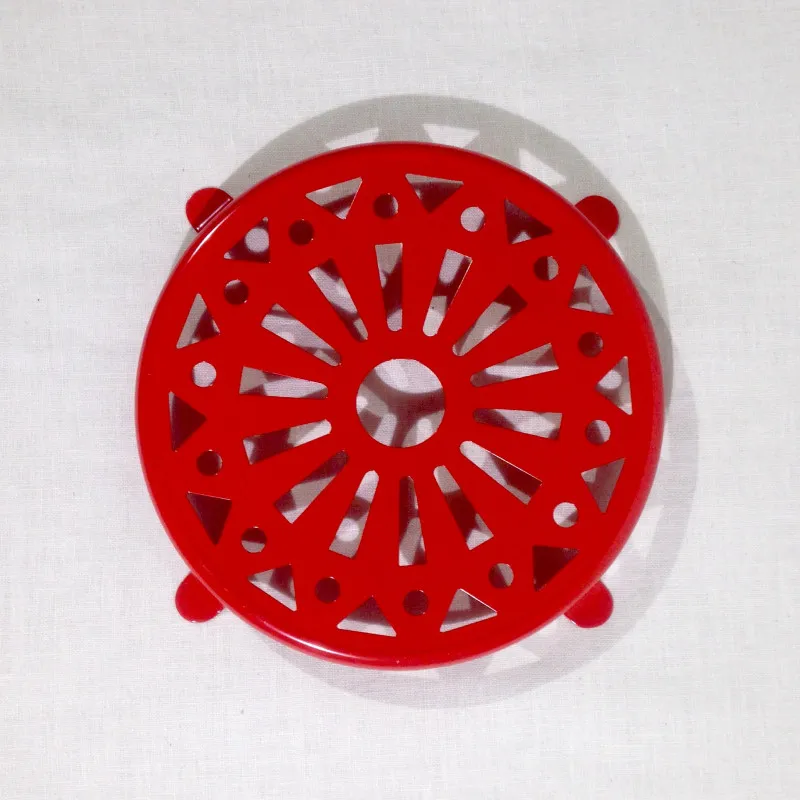 Dessous de plat rond émaillé rouge
