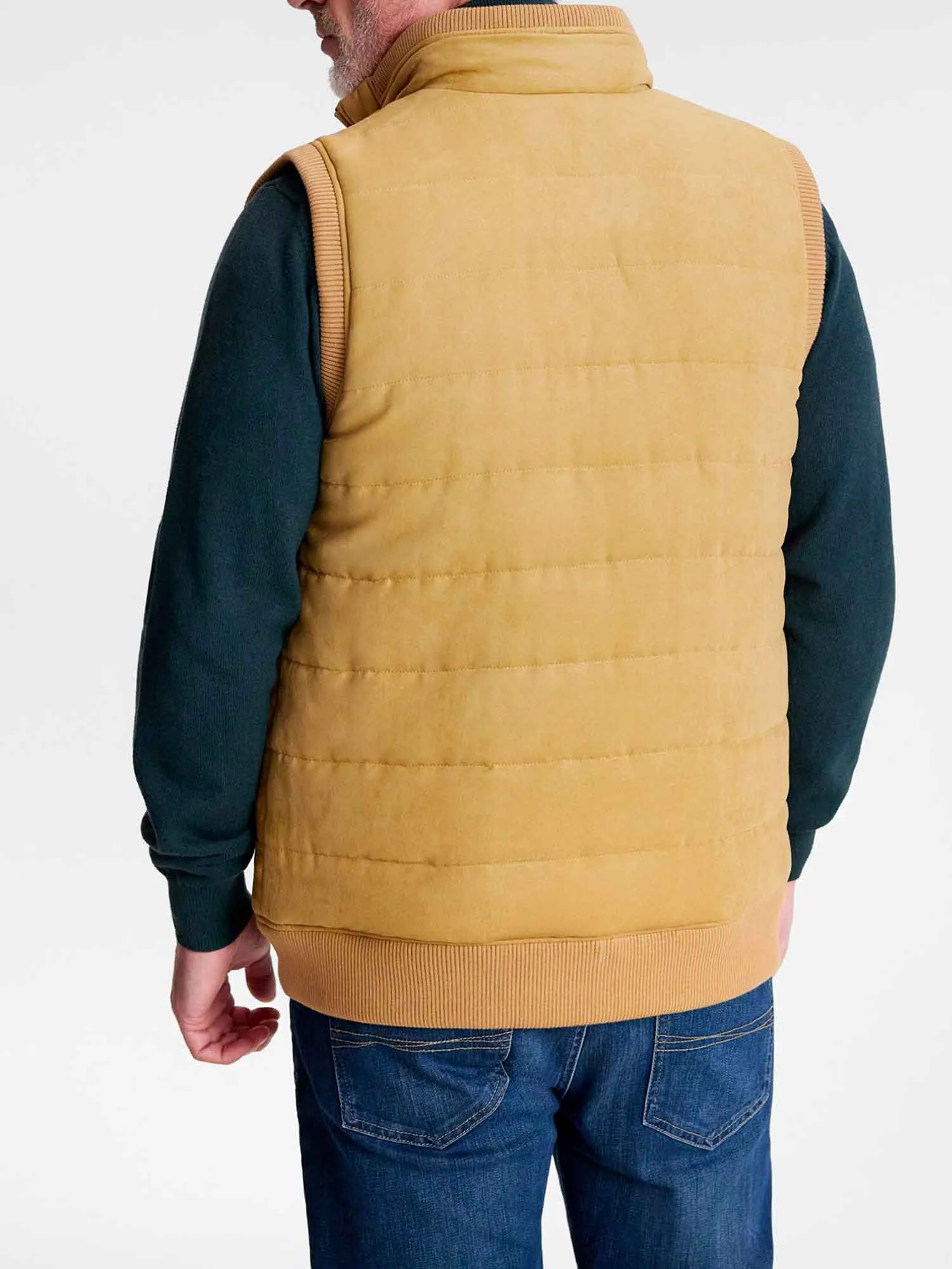 Doudoune Sans Manches Homme Suédine Beige tbs