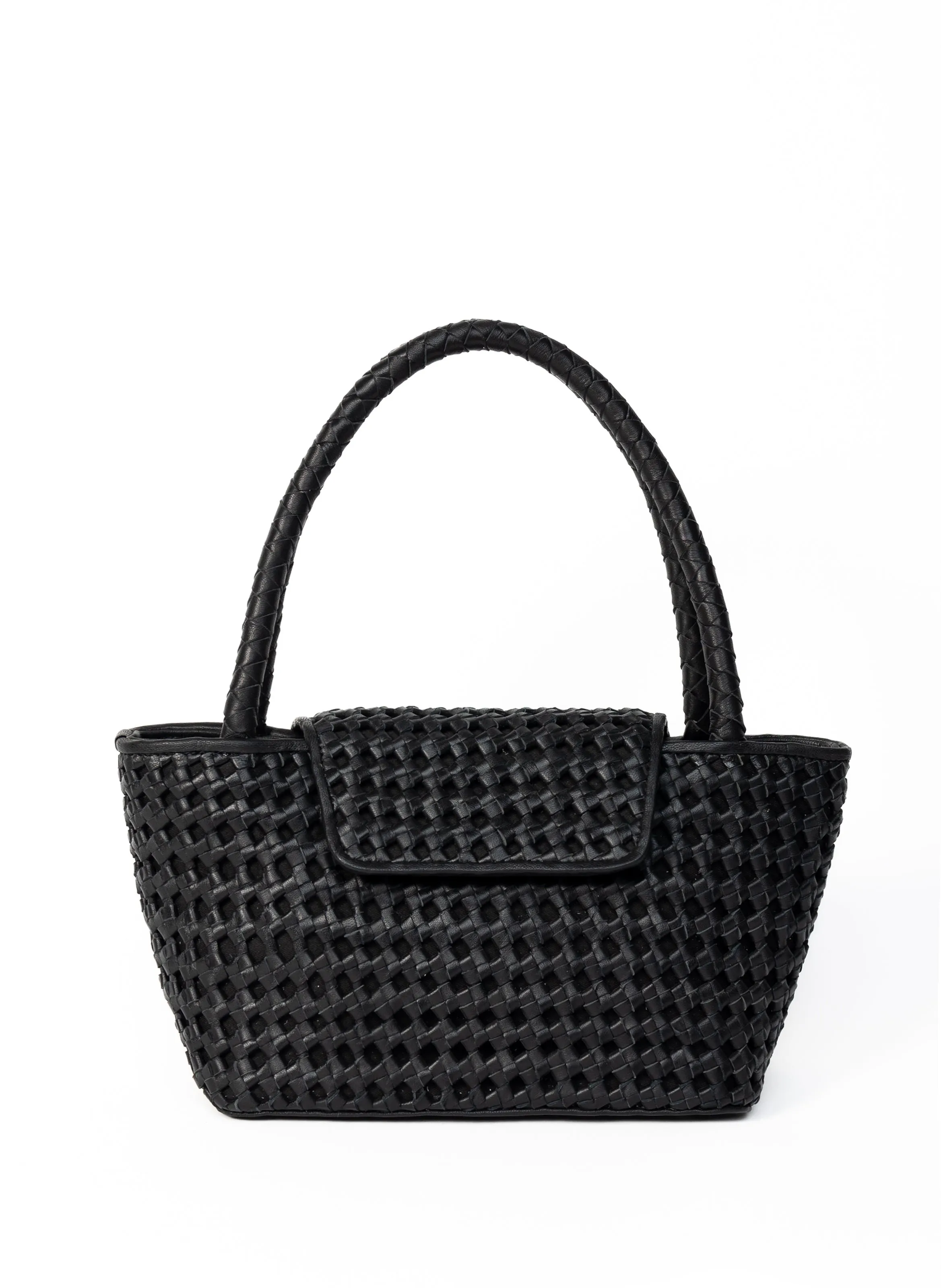 ELLEME  Sac cabas courrier en cuir tressé - Noir
