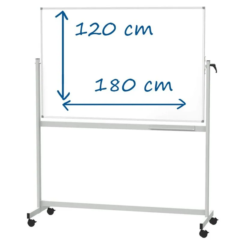 Grand tableau blanc reversible à roulettes essentiel - émaillé - 180 x 120 cm