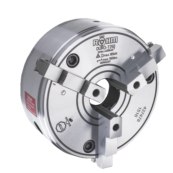 Mandrin de tour à 3 mors à crémaillère, corps acier, serrage concentrique, DIN 6350, Ø 125 mm, DURO-T