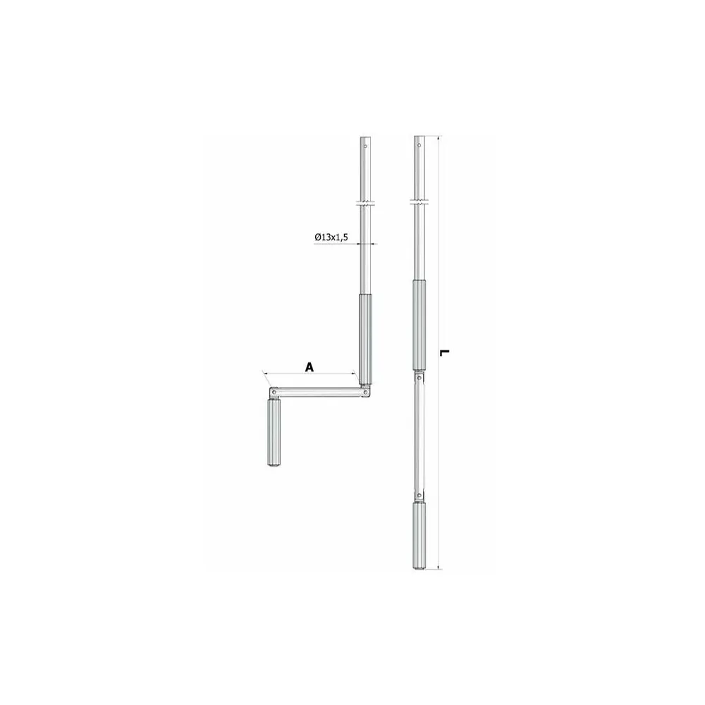 Manivelle Complète Ø13mm Gris 1200mm de long + clip