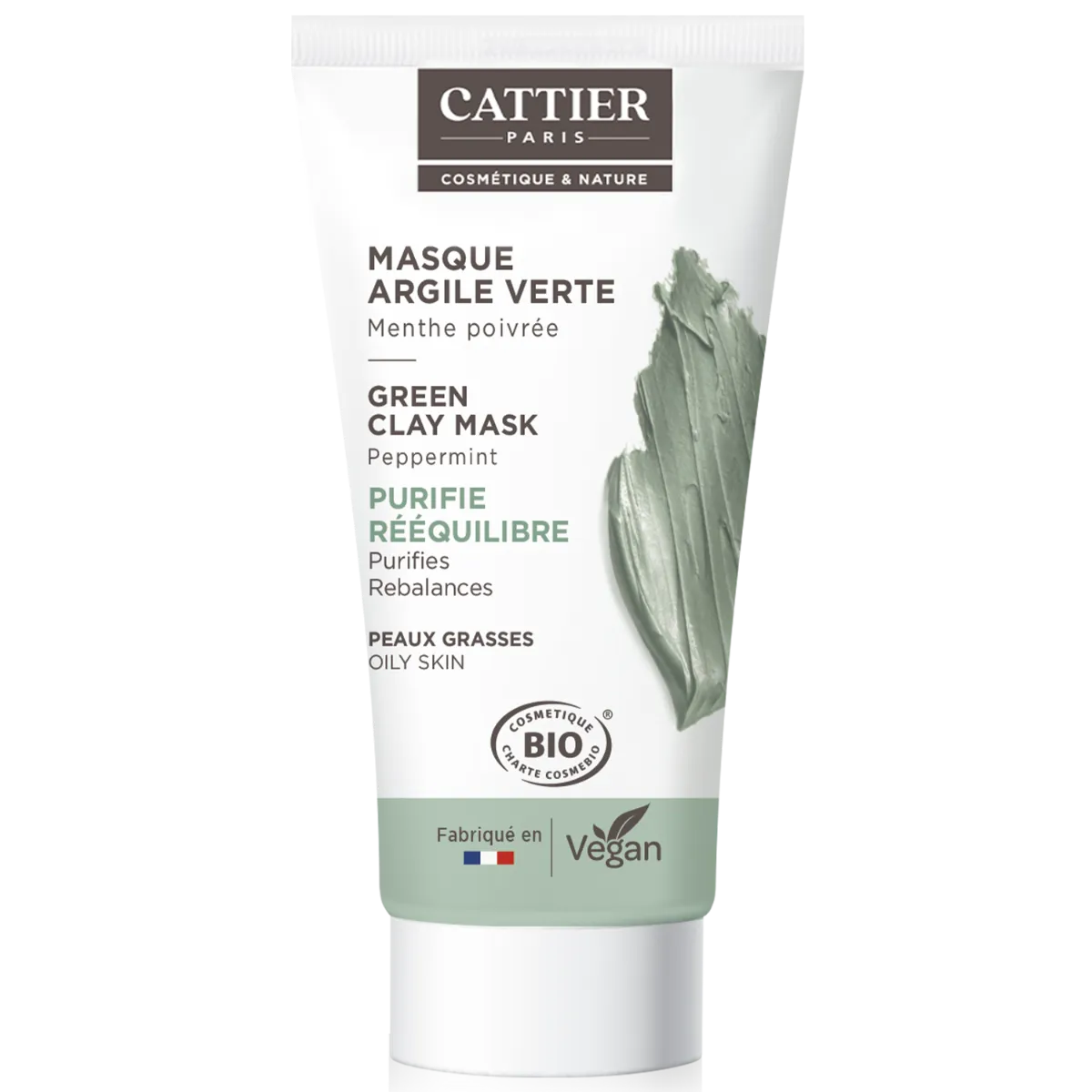 Masque Argile Verte Bio - Peaux Grasses, 30ml | Cattier  - Parapharmacie Boticinal