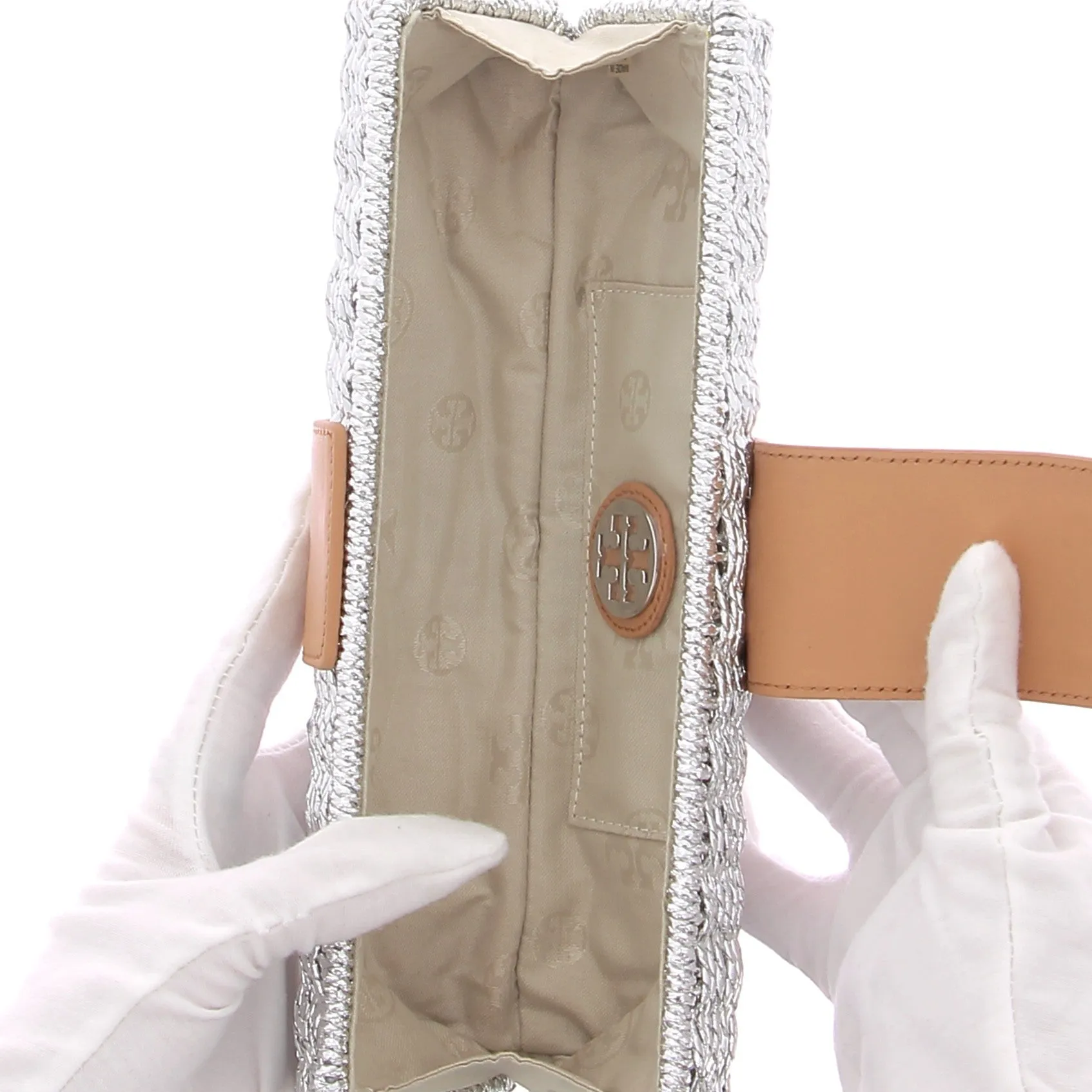 Mini pochette en paille argentée