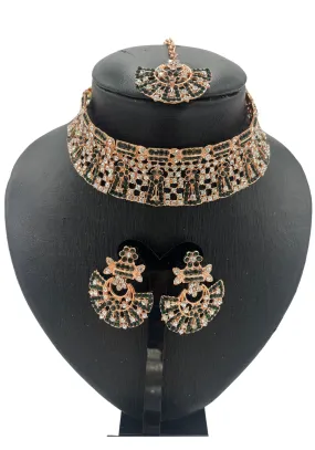 Parure Indienne vert blanc Basma