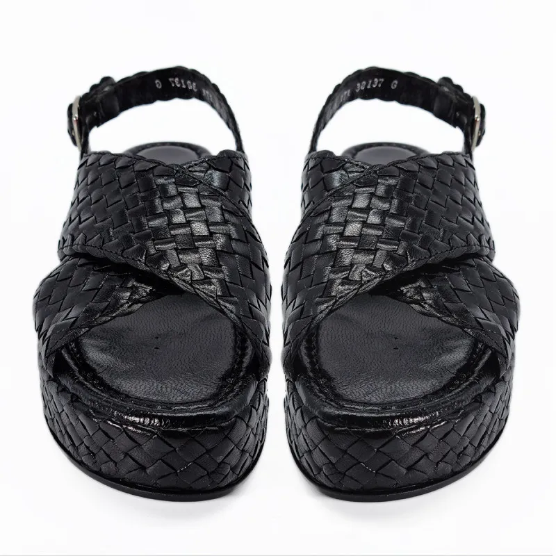 Sandale en cuir tressé noir - Pons Quintana - Scarpe chaussures