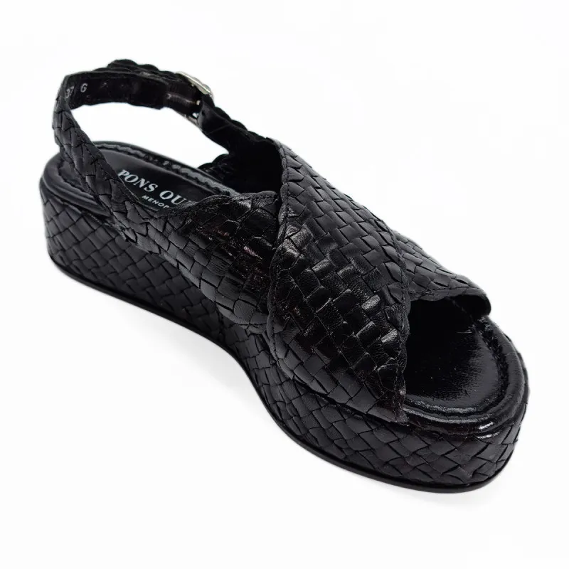 Sandale en cuir tressé noir - Pons Quintana - Scarpe chaussures