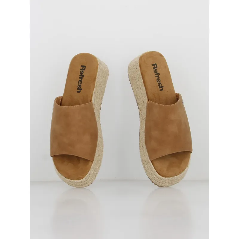 Sandales compensées suédine marron femme - Refresh | wimod