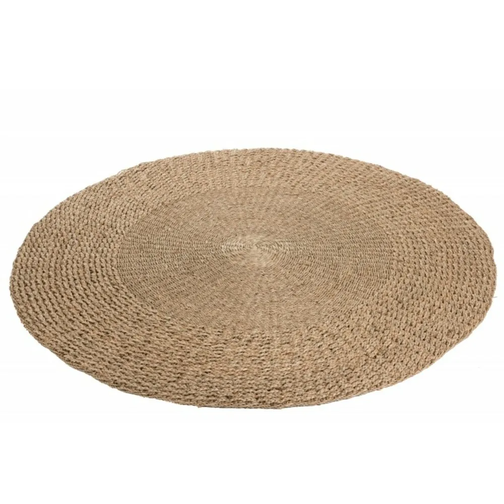 Tapis rond tressé en zostère naturel 120x120x1 cm