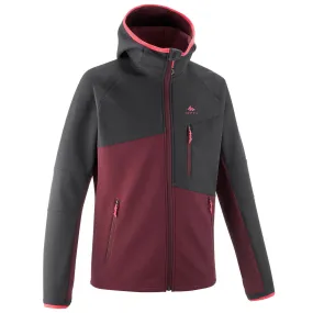 VESTE SOFTSHELL RANDONNEE - MH550 noir et bordeaux- ENFANT 7-15 ANS