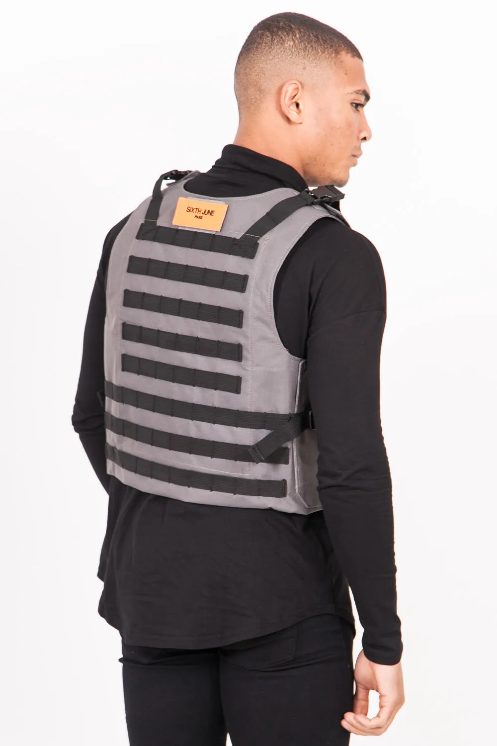 Veste tactique toile clip gris